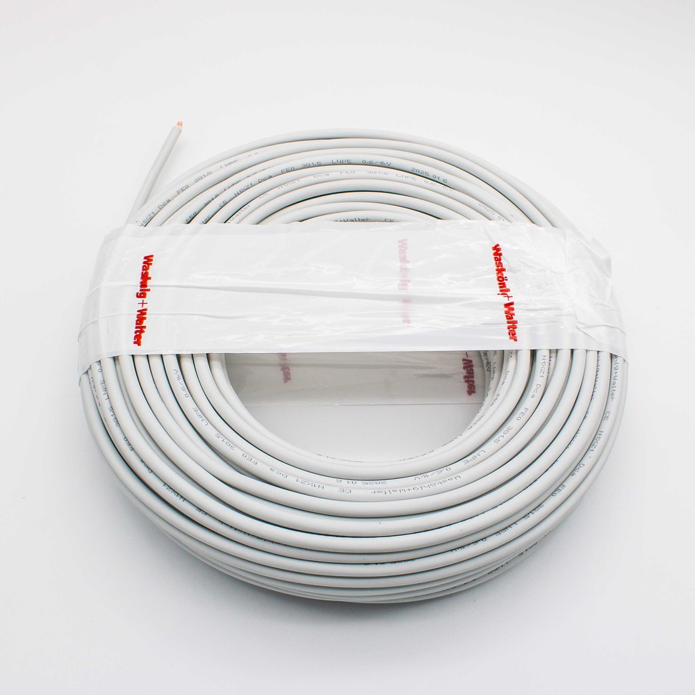 50 meter hvid downlight kabel til indbygning, 230V, 3G1,5mm2, 90 grader