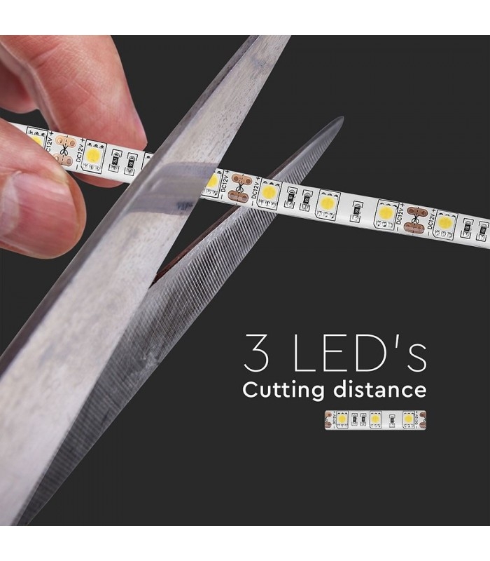 10,8W/M LED bånd, 3000K Varm hvid, 5 meter, 12V