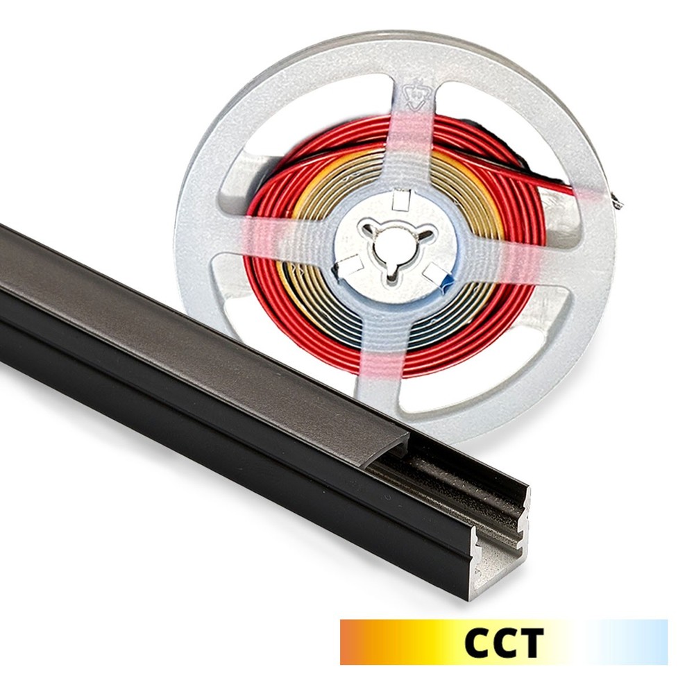 Profilsæt til akustikpanel inkl. CCT LED strip - Sort cover og endestykker inkluderet