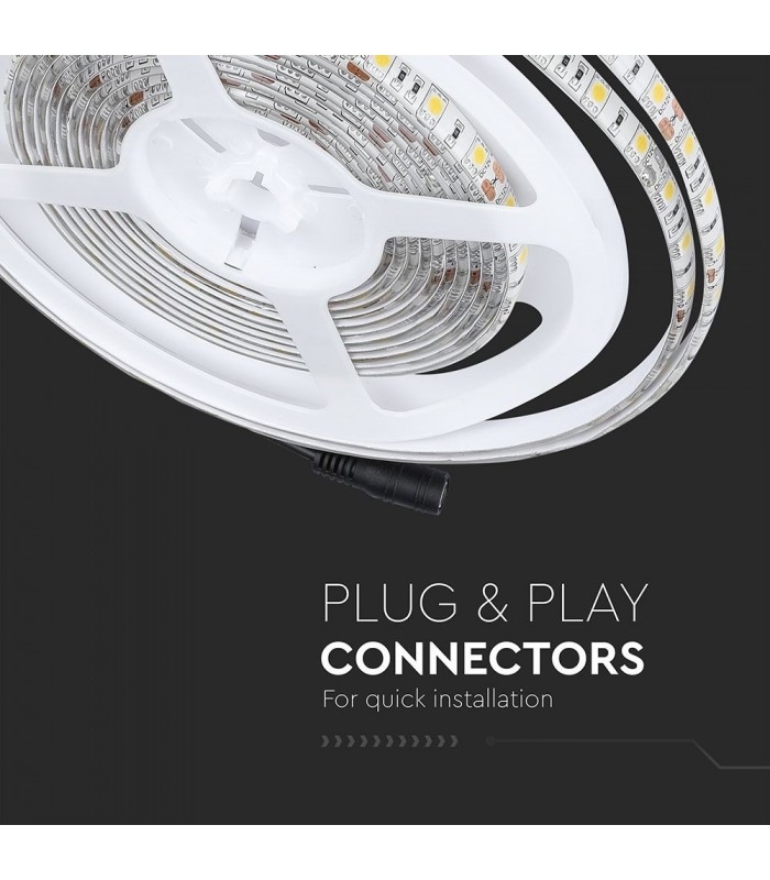 10,8W/m LED bånd 4500K, Dags hvid, 5 meter, 12V