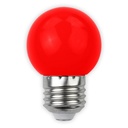 Rød 1W Farvet LED Kronepære - Matteret - Stor E27 Fatning (230V, 30lm, RA80)