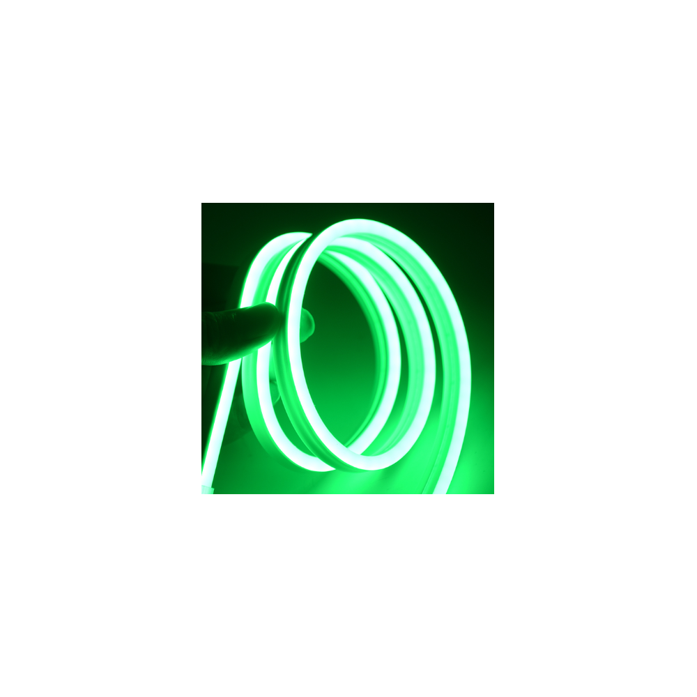 Grøn 8x16 Neon Flex LED-strips - 5m, 8W/m, IP67, 12V