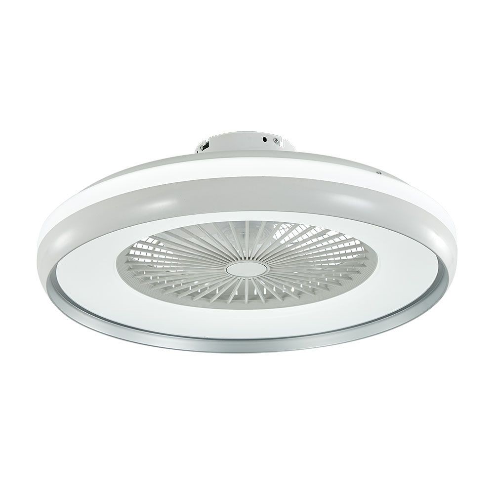 45W loftventilator med integreret lys og fjernbetjening i grå farve - AC motor, CCT: 3 i 1
