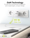 USB-C PD netadapter - 1xUSB-C, 65W/3,25A, Hvid