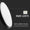 18W LED Dome Lys - 3000K, Rund, Sort Ramme, IP44, med Samsung Chip