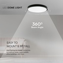 18W LED Dome Lys - 3000K, Rund, Sort Ramme, IP44, med Samsung Chip