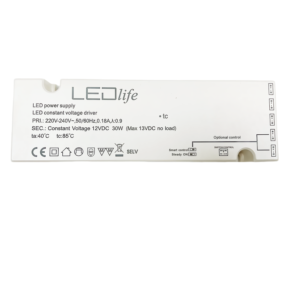 LEDlife møbelspot dæmpbar strømforsyning 30W inkl. fjernbetjening til Sono og Reco møbelspot - RF, max. 5 spot.