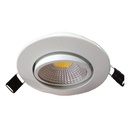 3W indbygningsspot - Hul: Ø6,7-8 cm, Mål: Ø8,5 cm, hvid kant, dæmpbar, 12V/24V