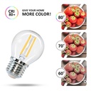LED Filamentpære G45 E27 4W 2700K Klar - Erstatter 40W, 470lm, RA80, 3 års garanti.