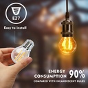 LED Filamentpære G45 E27 4W 2700K Klar - Erstatter 40W, 470lm, RA80, 3 års garanti.