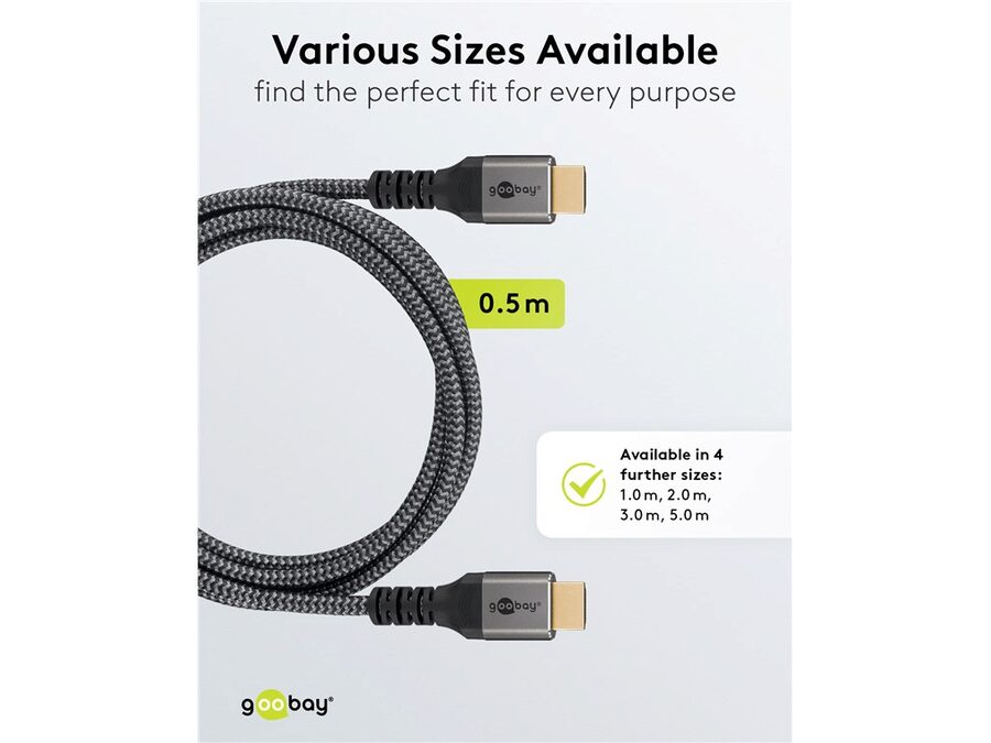 Ultra High Speed HDMI 2.1 Tekstilkabel - 2xHDMI han (1m)
