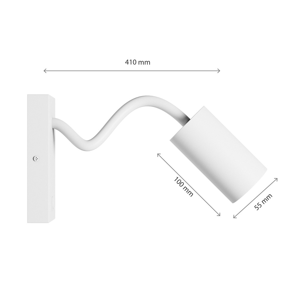Squalla Variosa Flexi Switch GU10 Væglampe Uden Lyskilde Hvid 230V IP20 55x100x410mm