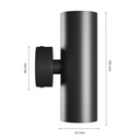 Squalla Variosa Tubo 2xGU10 Væglampe sort 55x160x90mm