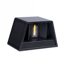 Sort solcelle sensor væglampe med justerbar spredning og skumringssensor - IP54, op/ned lysretning, 6W effekt