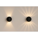 Sort rund solcelle sensor væglampe med roterbar funktion og skumringssensor - Effekt 3W, IP54-certificeret