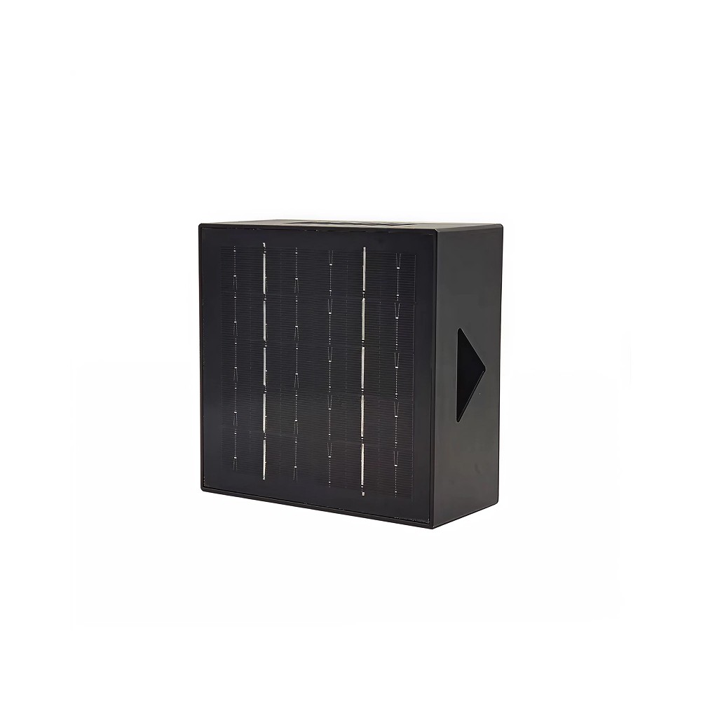 Solcelle sensor væglampe - Sort, roterbar, firkantet, skumringssensor, IP54, 3W, energibesparende