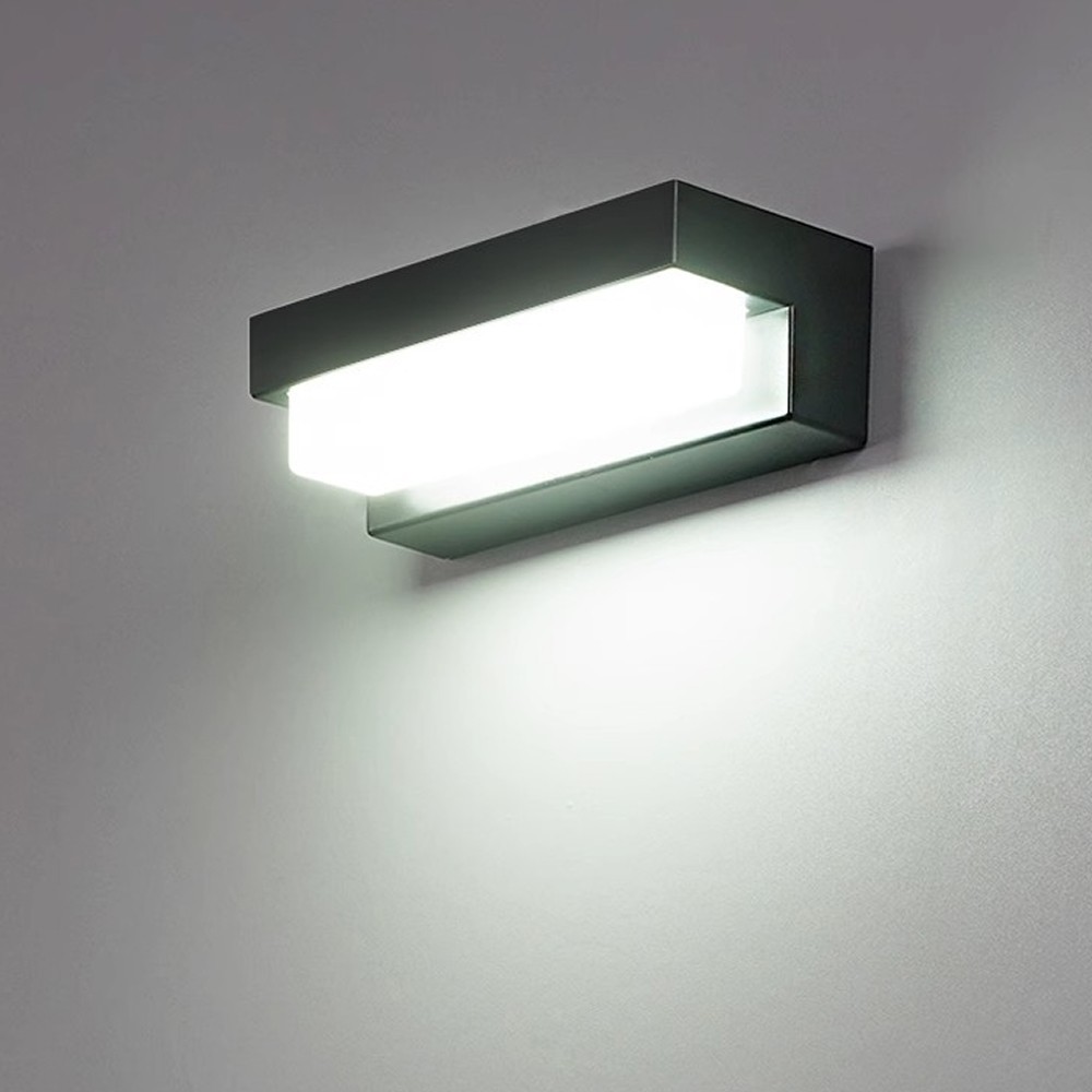 Solcelle sensor CCT væglampe - 3 lyskulører, sort, firkantet, skumringssensor, IP54, 2W