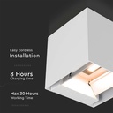 V-Tac 3W Solcelle væglampe LED - Hvid, sensor, IP65 - Effekt: 9W, 860lm, vejr- og vandtæt (IP65)