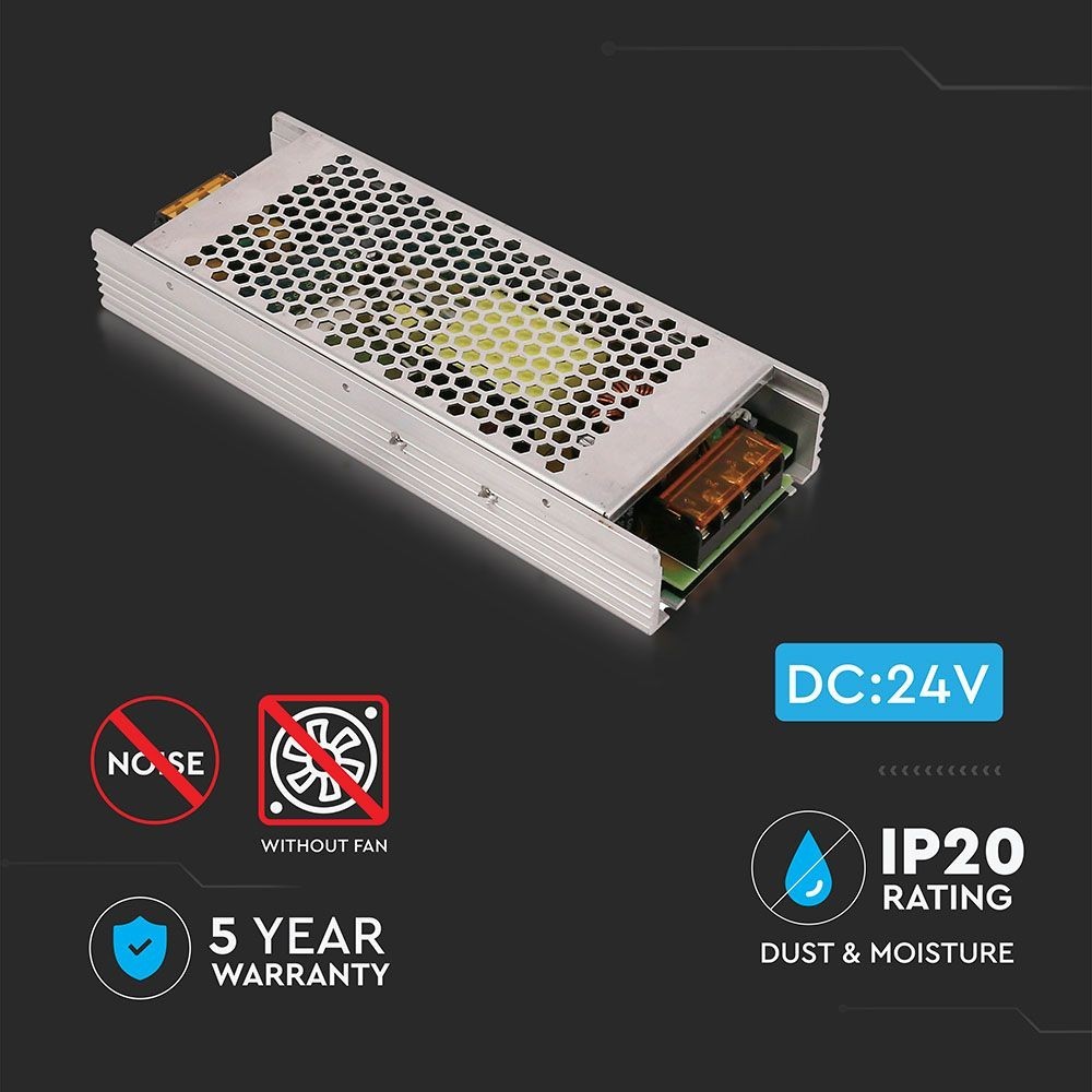 V-Tac 360W Strømforsyning - 24V DC, 15A, IP20 (Indendørs) - Med 5 års producentgaranti