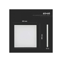 V-Tac 60x60 LED panel i hvid ramme - 36W, direkte montering