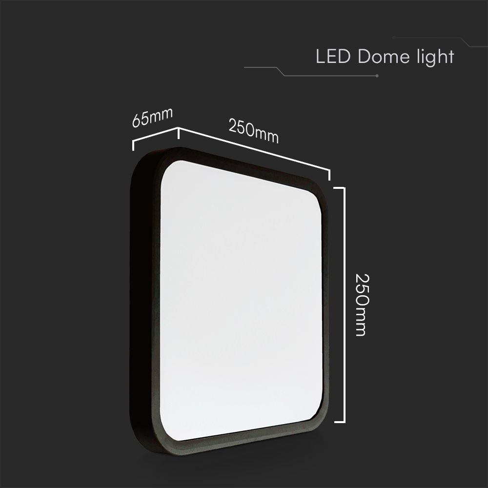 18W Sort Firkantet LED Loftlampe med Samsung Chip, 3000K, IP44 - 5 års garanti