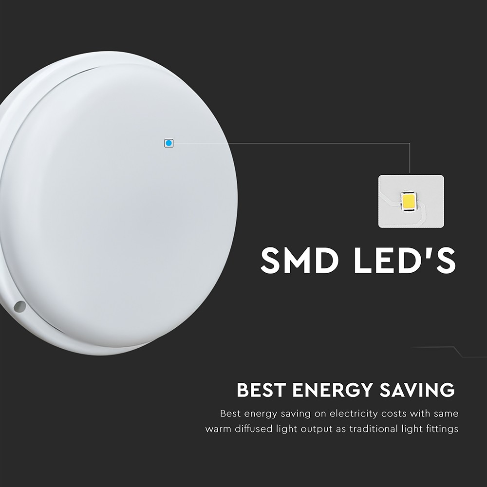 24W Væglampe med 2500lm - 240mm, 3000K, RA80, IP54 - Ideel til udendørs belysning