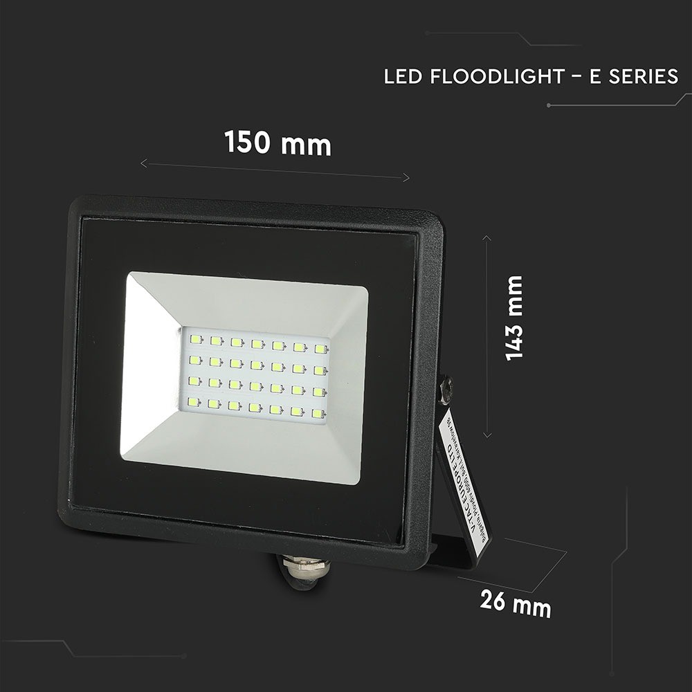 20W LED Projektør med Grønt og Sort Hus - Vejrbestandig IP65, RA70 - Energibesparende og Kraftfuld Belysning