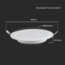 V-Tac 18W LED Indbygningspanel - Ø20,5 cm Hul, Ø22,8 cm Mål, 230V, 1850lm, RA80