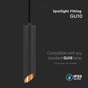 Sort GU10 hængelampe, V-Tac Pro serie, 3 års garanti, Ø55x200mm