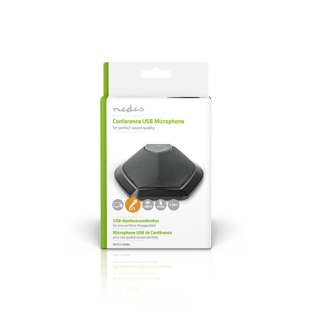 Kablet mikrofon til Konference - USB, mute-knap, Sort