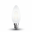 V-Tac 4W LED kertepære med E14 fatning - 400lm, Kultråd, RA80, matteret glas
