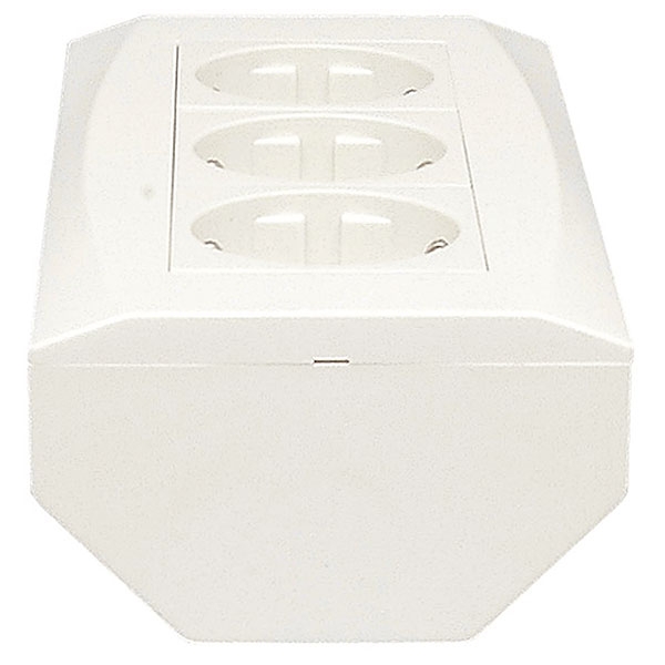 Tripel schuko stikkontakt med jord til hjørnemont.