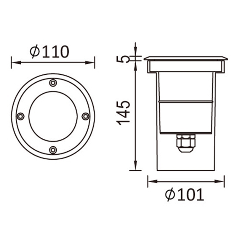 Nedgravningsspot m. GU10 fatning