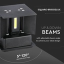 V-Tac 5W LED udendørs væglampe - Justerbar lysretning, IP65, inkl. lyskilde