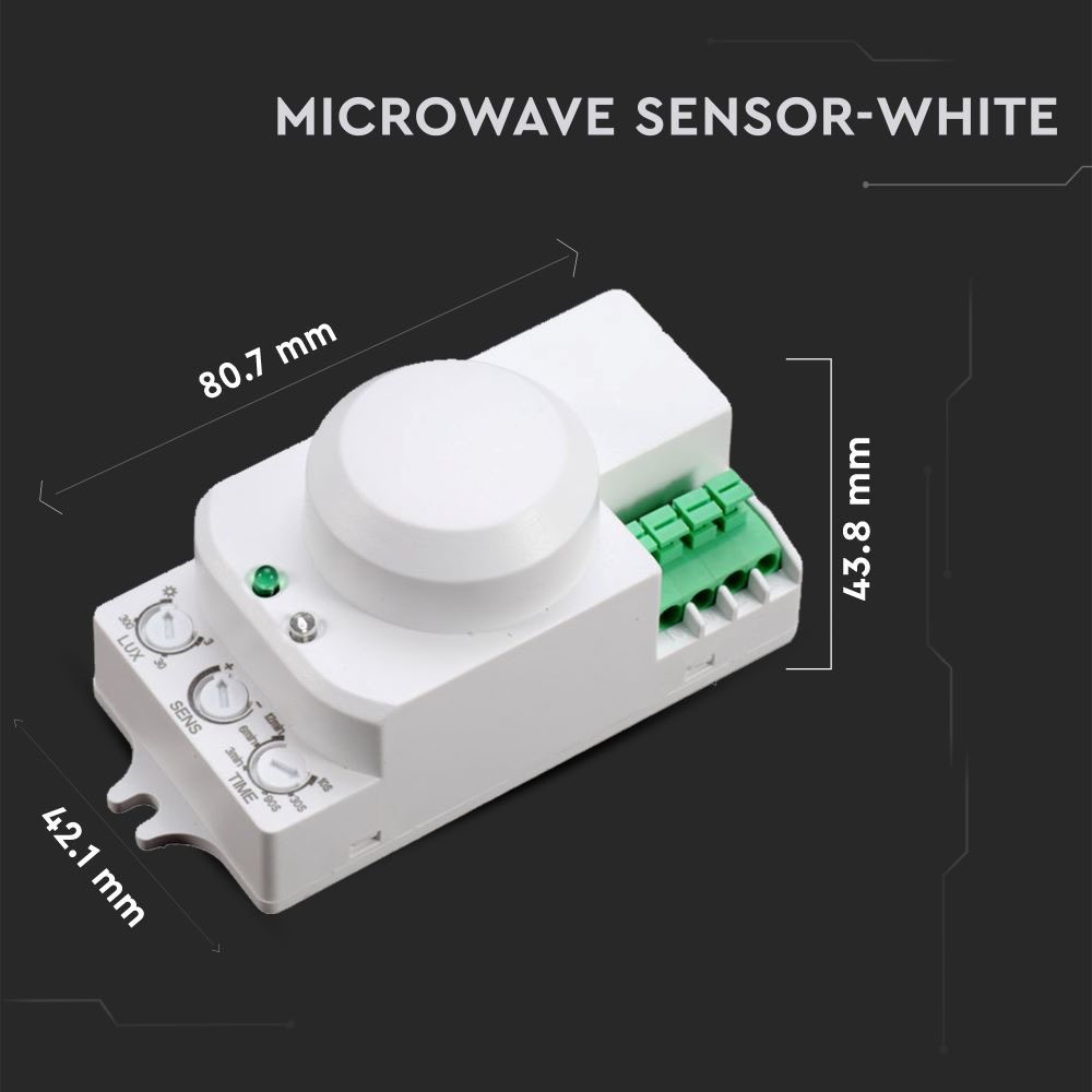 Mikrobølgesensor - Hvid, Manuel Tilsidesættelsesfunktion, Maks: 300W LED