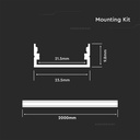 Monteringssæt til LED-stribe, sølvfarvet, 2000x23,5x10mm