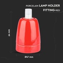 Porcelæns fatning E27 - Rød - Smuk og stilfuld fatning til din lampe. Opgrader din belysning med denne elegante røde fatning.