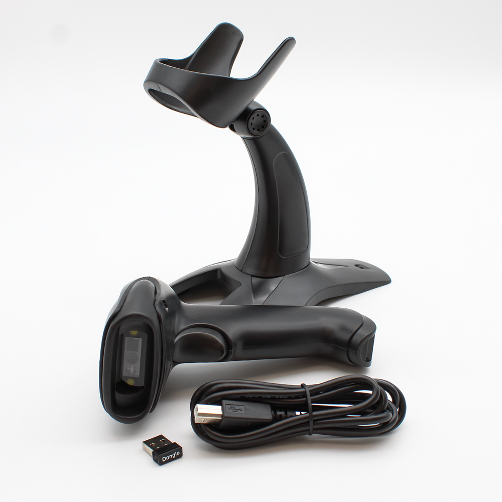 Trådløs scanner med holder - 2,4GHz dongle, bluetooth - 1D og 2D scanningsfunktioner