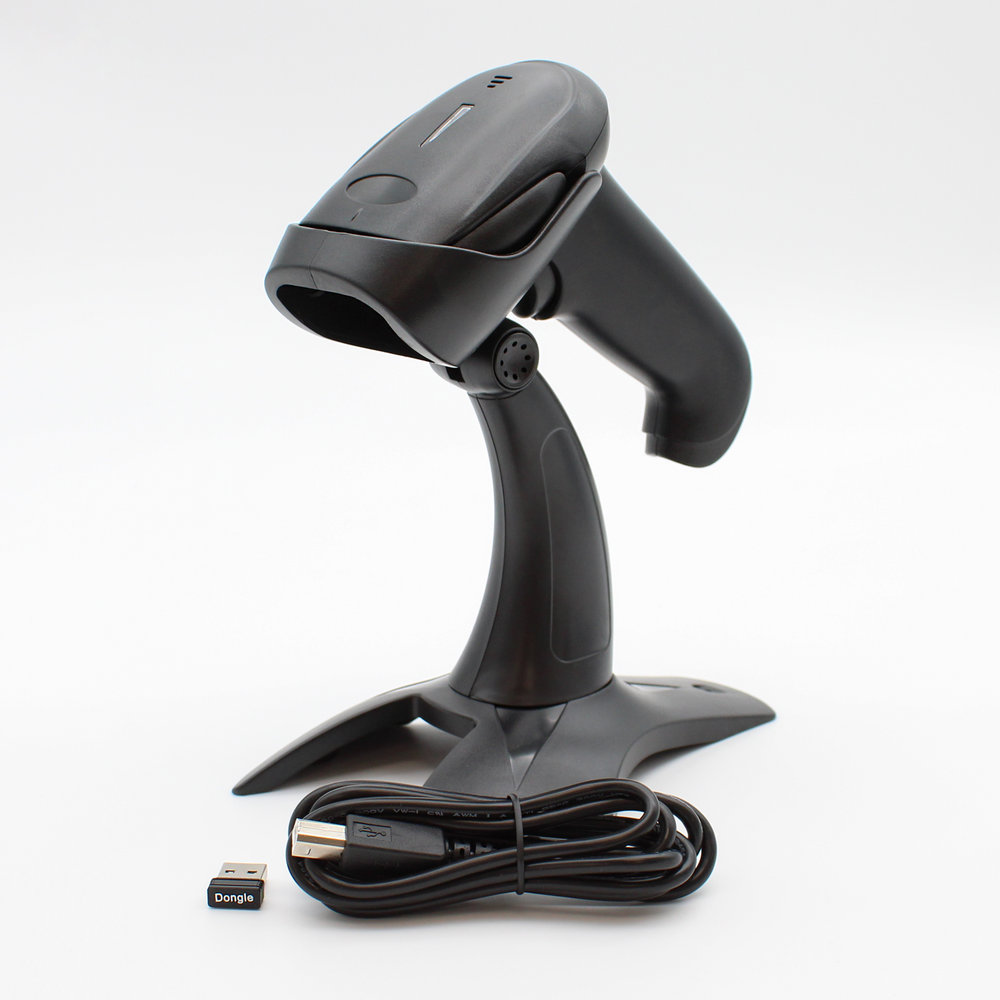 Trådløs scanner med holder - 2,4GHz dongle, bluetooth - 1D og 2D scanningsfunktioner