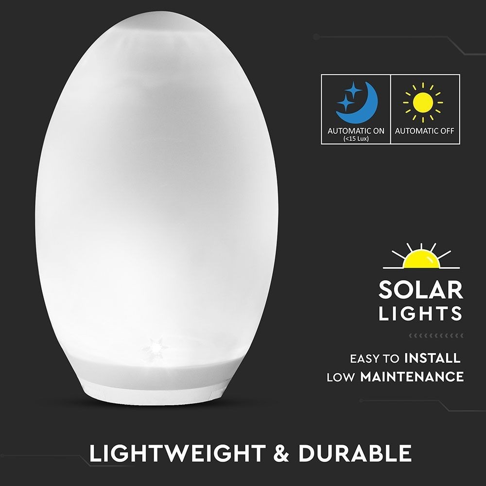 V-Tac RGB+W LED Solcelle-Æg Ø18,8 cm - Effekt 1W, 5lm