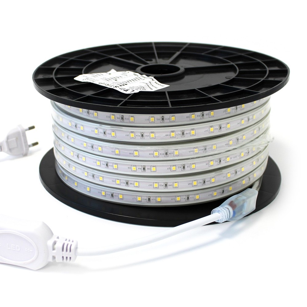 Arbejdslys IP67 LED strip 25m 230V - 60 LED/m, 5W/m, 500 lm/m, 125W, 12500lm, RA80
