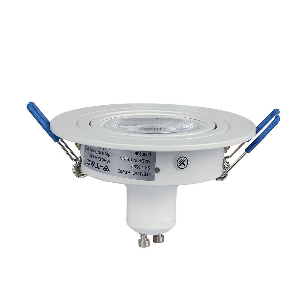 Downlight kit uden lyskilde - Hul: Ø7,5 cm, Mål: Ø9,1 cm, mat hvid, vælg MR16 eller GU10 fatning