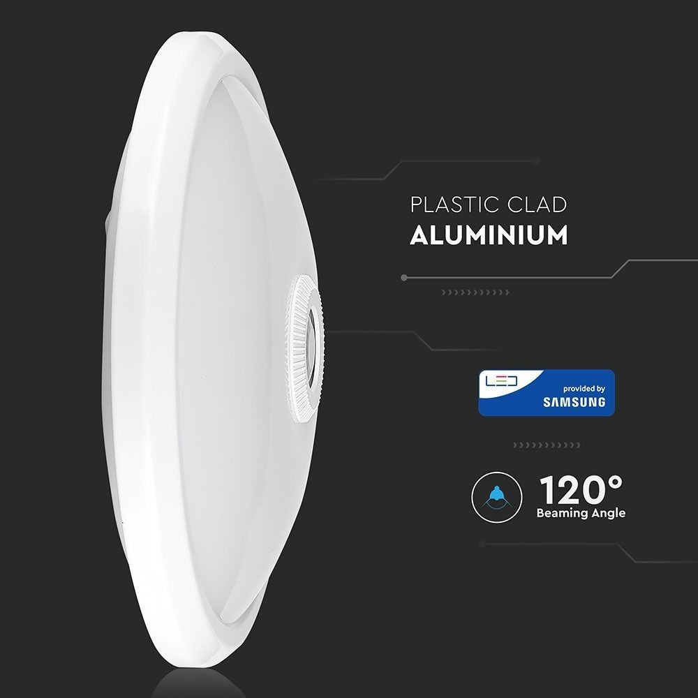 V-Tac 12W LED sensorlampe - Samsung LED chip, PIR sensor, IP20 indendørs, 230V, inkl. lyskilde - Erstatning for 60W - 5 års garanti