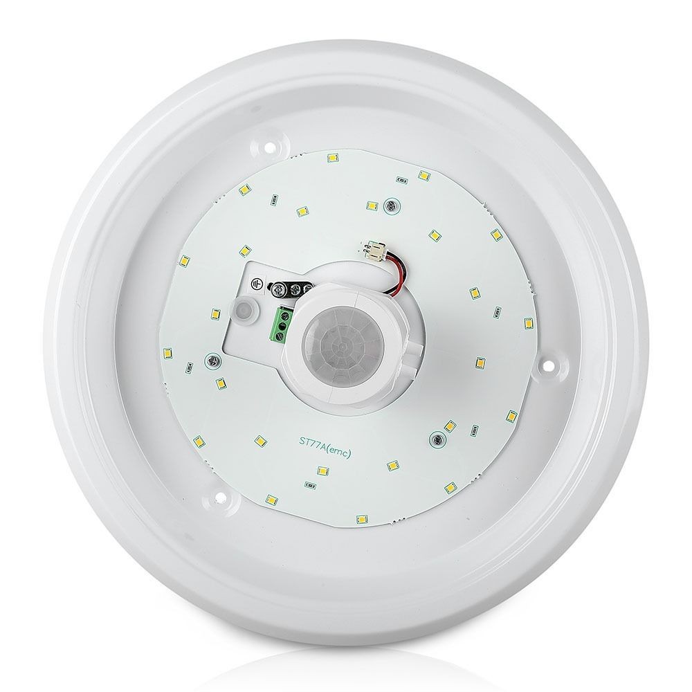 V-Tac 12W LED sensorlampe - Samsung LED chip, PIR sensor, IP20 indendørs, 230V, inkl. lyskilde - Erstatning for 60W - 5 års garanti