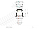 DIOFLEX Hvid alu profil DEEP10 C/UX 1m 23,4x19mm