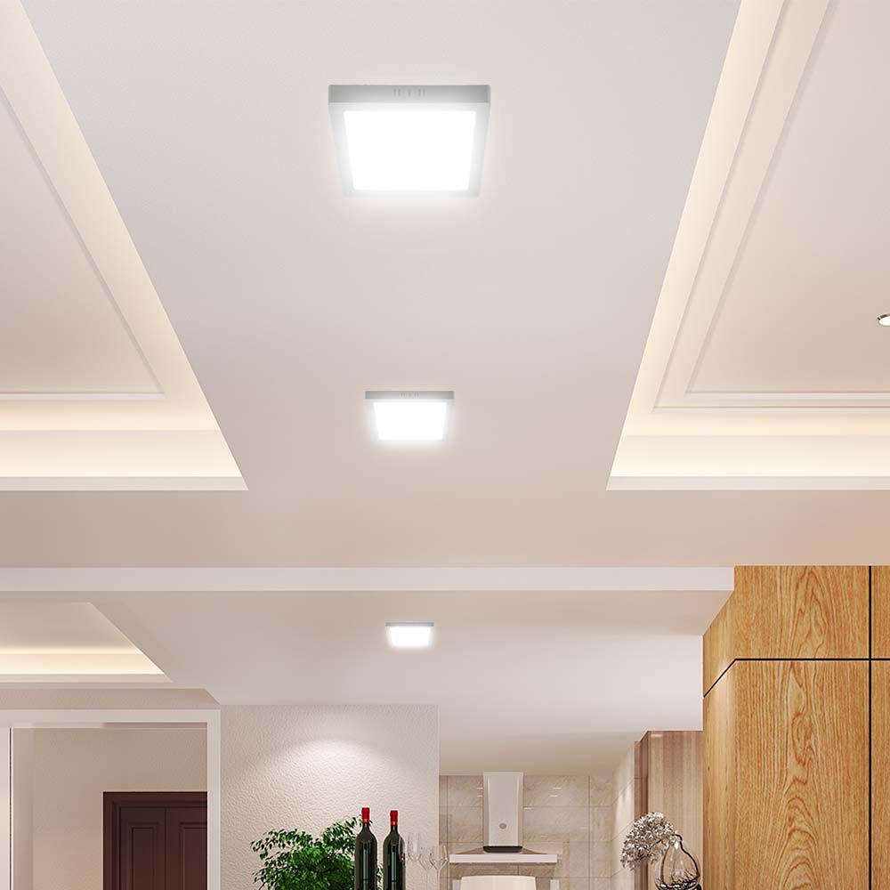 24W bagbelyst panel - 3000K, påbygning, kvadratisk, 2500lm, RA80