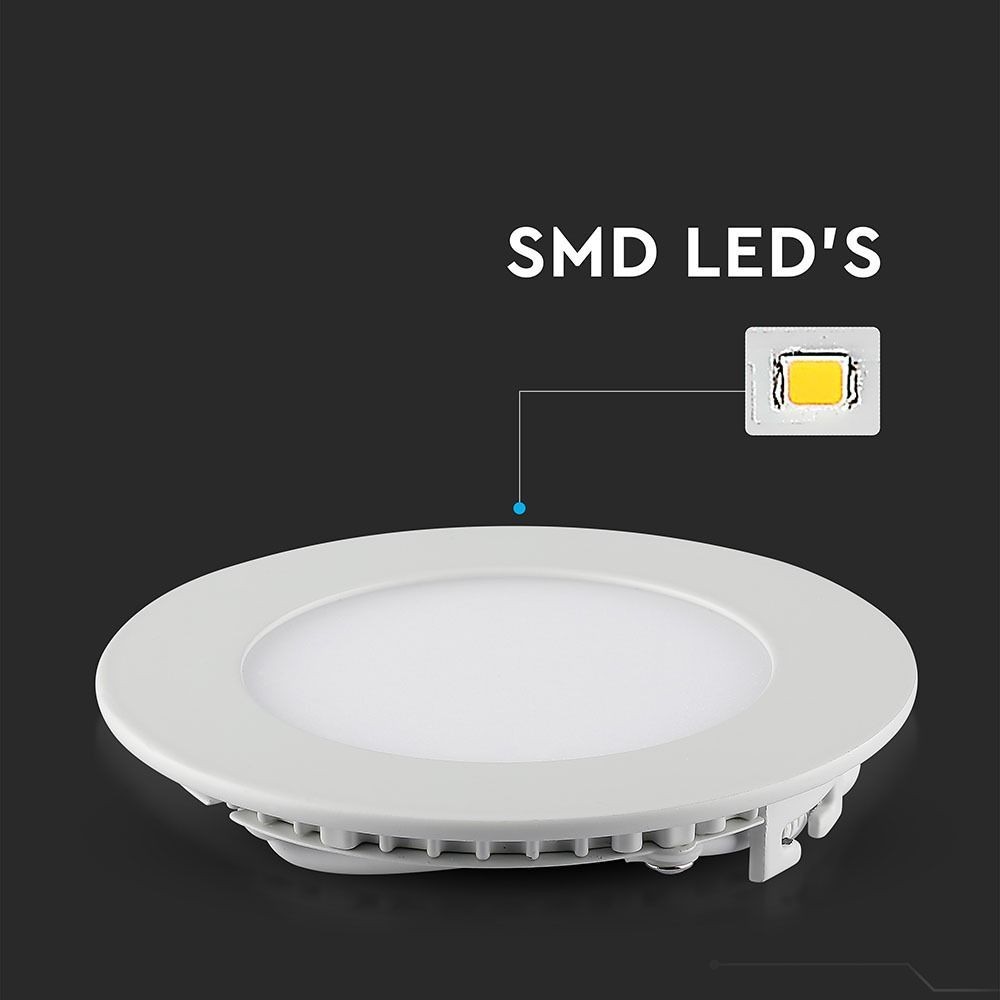 V-Tac 18W LED indbygningspanel - Ø21 cm hul, Ø22,5 cm mål, 230V, 1500lm, RA80, Flicker free
