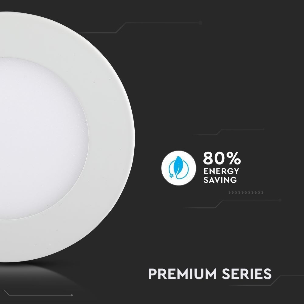 V-Tac 18W LED indbygningspanel - Ø21 cm hul, Ø22,5 cm mål, 230V, 1500lm, RA80, Flicker free