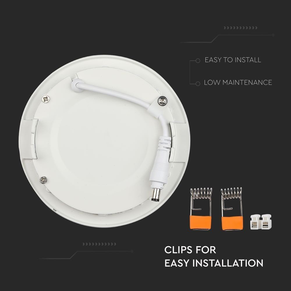 V-Tac 18W LED indbygningspanel - Ø21 cm hul, Ø22,5 cm mål, 230V, 1500lm, RA80, Flicker free