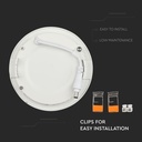 V-Tac 18W LED indbygningspanel - Ø21 cm hul, Ø22,5 cm mål, 230V, 1500lm, RA80, Flicker free